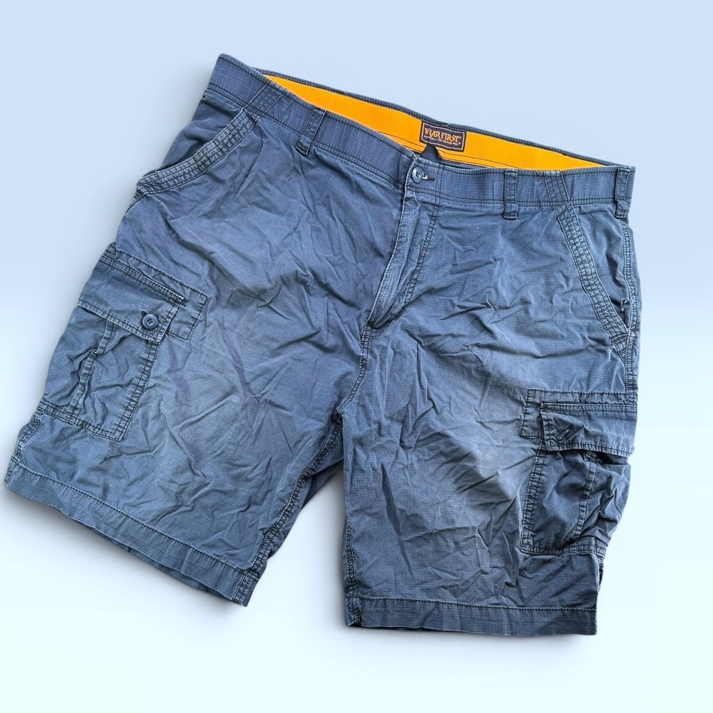 Wear First Cargo Shorts Men 42 Blue Ripstop Stretch Casual Outdoor Utility